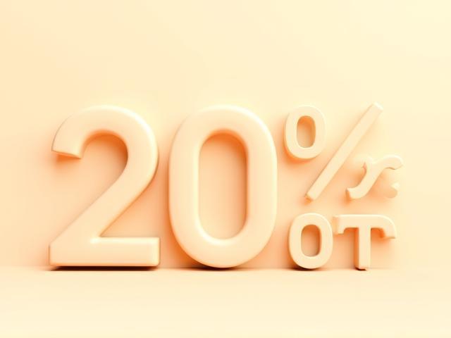 Graphic illustrating discount percentage and festive event setting