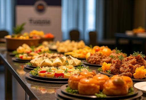 Corporate event catering setup in a meeting room